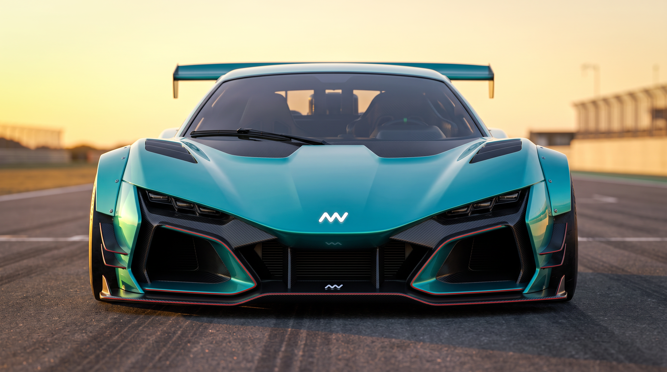 Green car in motion
